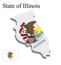 Flag Of State Illinois Usa On Map White