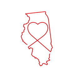 Illinois Us State Red Outline Map