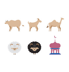 Set Of Eid Al Adha Element Camel Sheep Cow