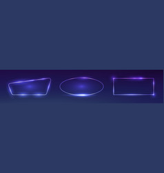 Set Of Neon Frames With Shining Effects