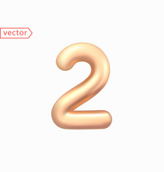 3d Golden Number Two Arabic Numeral Two Sign