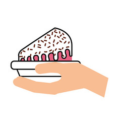 Hand Holding Birthday Cake Slice Food