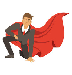 Businessman In Superhero Pose Man In Red Cape