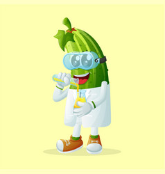 Cute Cucumber Character As Scientists