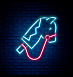 Glowing Neon Line Toy Horse Icon Isolated