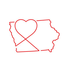 Iowa Us State Red Outline Map