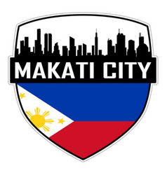 Makati City Skyline Silhouette Philippines Flag