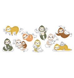 Cute Doodle Sloths Set