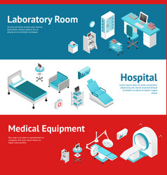 Hospital Medical Equipment Flat Banners Set