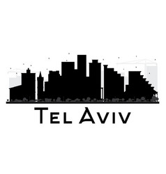 Tel Aviv City Skyline Black And White Silhouette