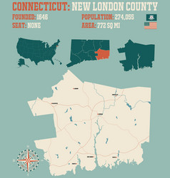 Map New London County In Connecticut