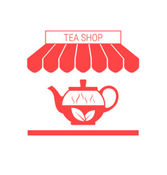 Tea Shop Single Flat Icon Striped Awning