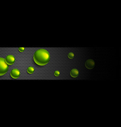 Green Glossy Beads On Black Perforated Background