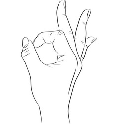 Hand Gesture Sketch Zero Sign Or Okay Symbol