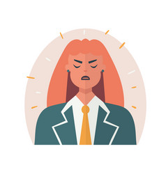 Angry Woman Face Flat Character Negative