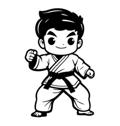 Cartoon Karate Boy Isolated On White Background