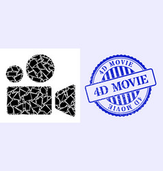 Debris Mosaic Cinema Camera Icon With 4d Movie