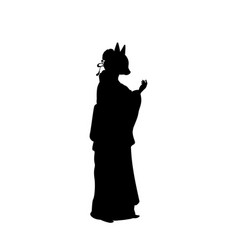 Silhouette Of Woman In Kitsune Mask