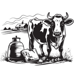 Verdant Valley Vista Cow Milk Can And Grass