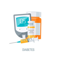 Diabetes Management Concept In Flat Style