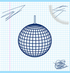 Disco Ball Line Sketch Icon Isolated On White