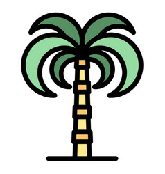 Landscape Palm Tree Icon Color Outline