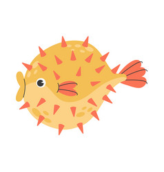 Poster With Cute Marine Yellow Puffer Fish