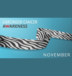 Realistic Zebra Print Ribbon Awareness Carcinoid