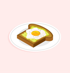 Avocado Toast With Fried Egg On A Plate