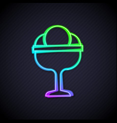 Glowing Neon Line Ice Cream In The Bowl Icon