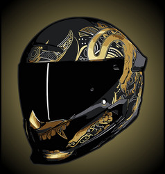 A Helmet With Golden Snake Pattern