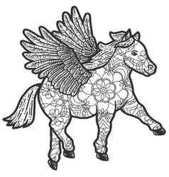 Animal Coloring Pages Pony With Wings Line Art