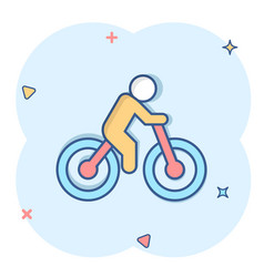 Bicycle Icon In Comic Style Bike With People