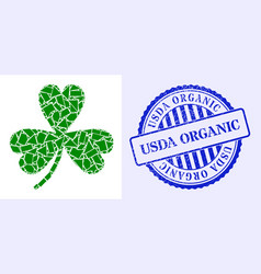 Debris Mosaic Clover Leaf Icon With Usda Organic