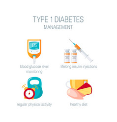 Diabetes Management Concept In Flat Style