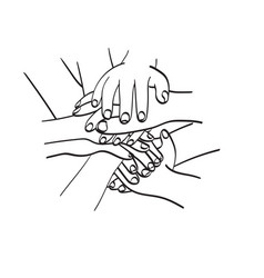 Line Art Hands Join Together For Work