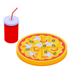 Pizza Kids Party Icon Isometric Happy Cute