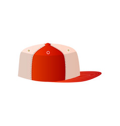 Trendy White And Red Baseball Cap Close Up Side