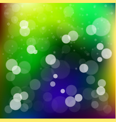 Bokeh Snow Light Green Dark Blue Background Eps10