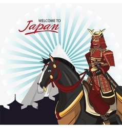 Samurai And Horse Cartoon Design