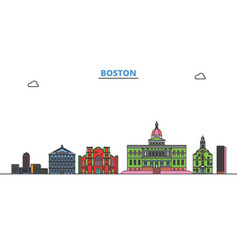 United States Boston Line Cityscape Flat