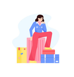 Woman Packing Luggage Before Travel Using Travel