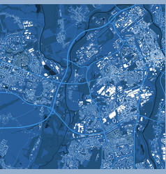 Detailed Blue Map Poster Of Brno City Linear