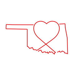 Oklahoma Us State Red Outline Map