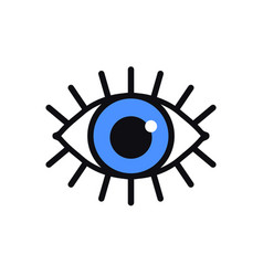 Open blue eye line icon on white background look Vector Image