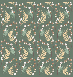 Boho Seamless Pattern With Eucalyptus And Cotton