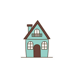 Cartoon House With Brown Roof And Flue Icon