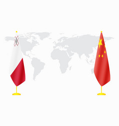 China And Malta Flags For Official Meeting