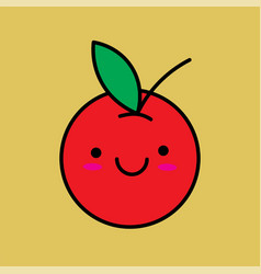 Kawaii Style Cartoon Red Apple Funny Emoji