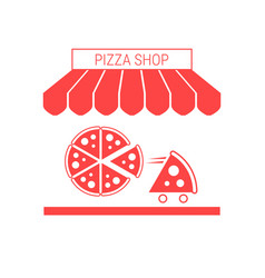 Pizza Shop Pizzeria Single Flat Icon Striped